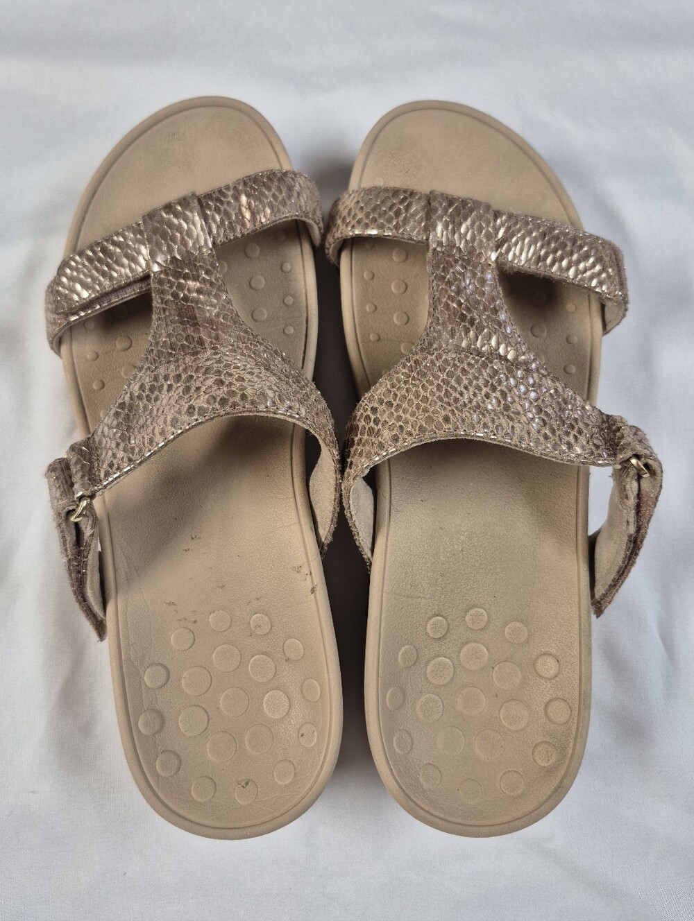 Vionic Ellie Platform Comfort Sandal Rose Gold Metallic Snake Women's Size 9 - Picture 7 of 9